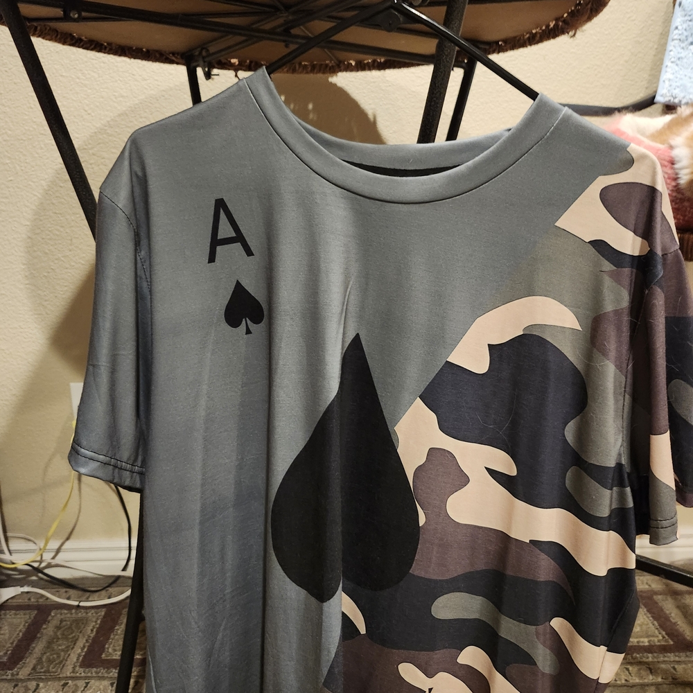 Gray and Camouflage Ace of Spades T-Shirt